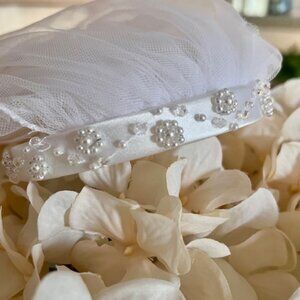 First Communion Beaded Headband Veil